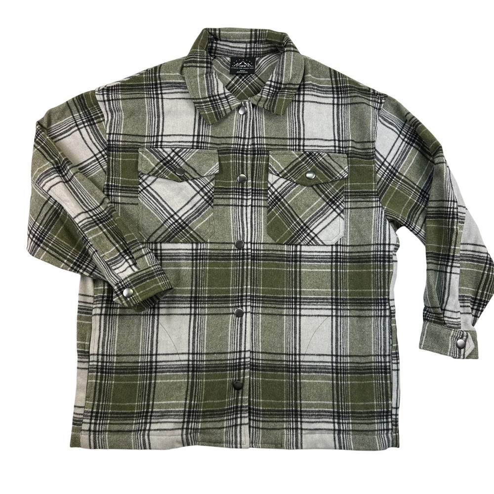 HFX‎ Jacket Womens Small Plaid Flannel Snap Button Collared Green Casual